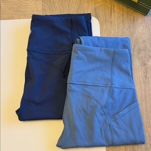 Two lululemon athletica Navy Blue and Light Blue High-Rise Pocket Leggings - 6